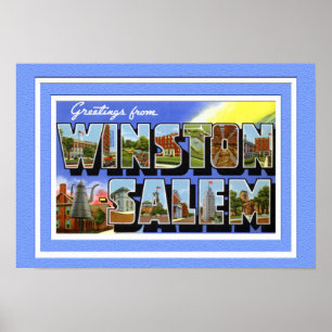 Póster Winston Salem Carolina del Norte Carta grande Salu