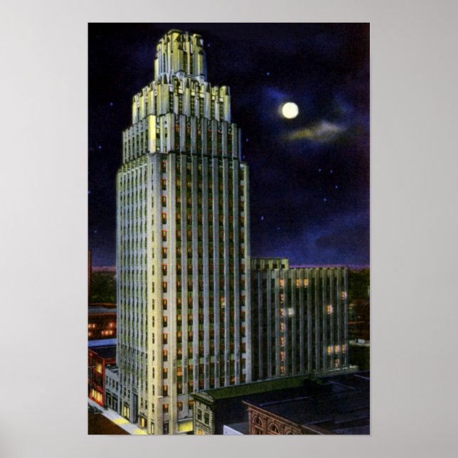 Póster Winston Salem Carolina del Norte El Edificio Reyno (Frente)