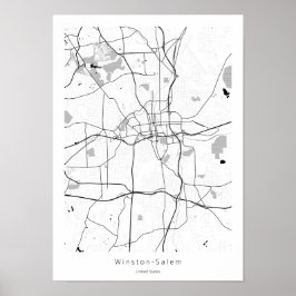 Póster Winston-Salem Mínimo Moderno Mínimo Mínimo Mapa Re