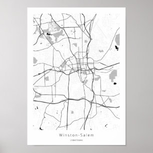 Póster Winston-Salem Mínimo Moderno Mínimo Mínimo Mapa Re