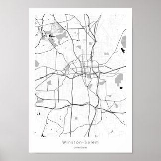 Póster Winston-Salem Mínimo Moderno Mínimo Mínimo Mapa Re