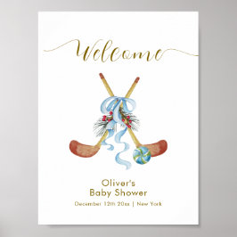 Póster Winter All Star Bow Hockey Baby Shower Welcome