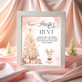 Póster Winter Baby Girl Shower Pacifier Hunt Game
