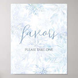 Póster Winter Baby Shower Boy Blue Snowflake Favor