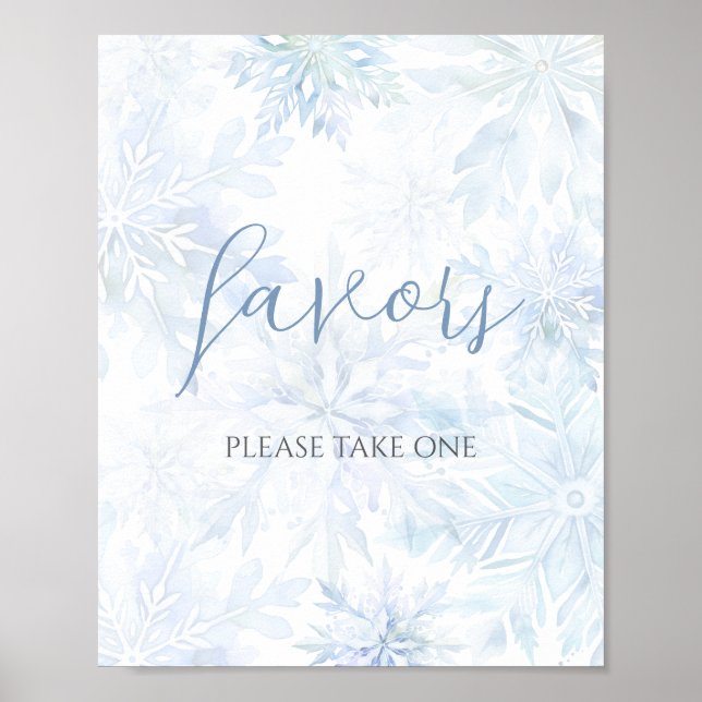Póster Winter Baby Shower Boy Blue Snowflake Favor (Frente)