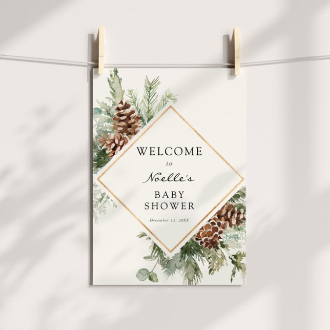 Póster Winter Baby Shower Evergreen Welcome Poster (Subido por el creador)