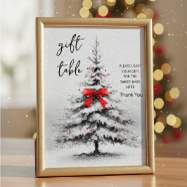 Póster Winter Baby Shower Gift Table Sign – Editable Text