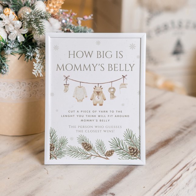 Póster Winter Baby Shower Guess How Big is Her Belly Game (Subido por el creador)