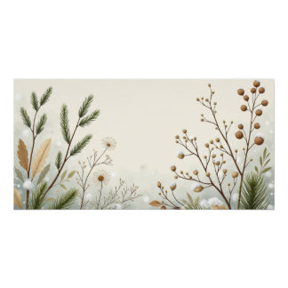 Póster Winter Botanical Foliage – Neutral Minimal Wall Ar