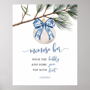 Póster Winter Bow Chinoiserie Mimosa Bar Poster