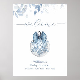 Póster Winter Bow Snowflake Ornament Baby Shower Welcome