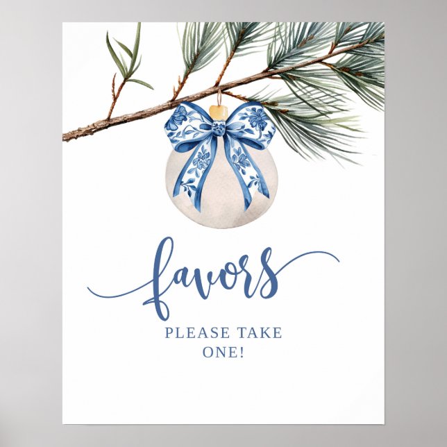 Póster Winter Chinoiserie Bow favorece el Rótulo Fiesta (Frente)