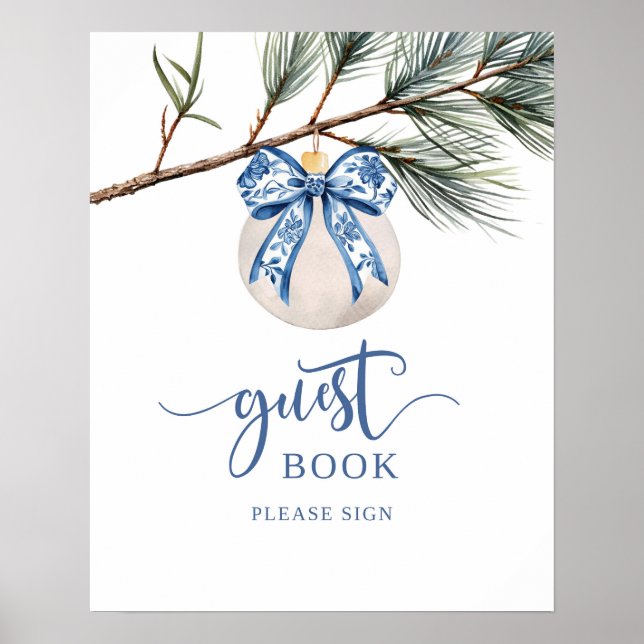 Póster Winter Chinoiserie Bow Rótulo Fiesta del libro de  (Frente)