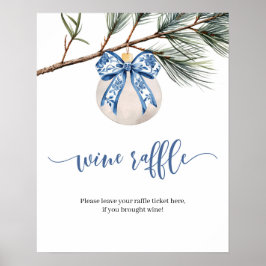 Póster Winter Chinoiserie Bow Wine Raffle Game Rótulo