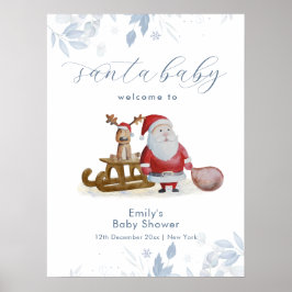 Póster Winter Christmas Santa Baby Shower Welcome Sign