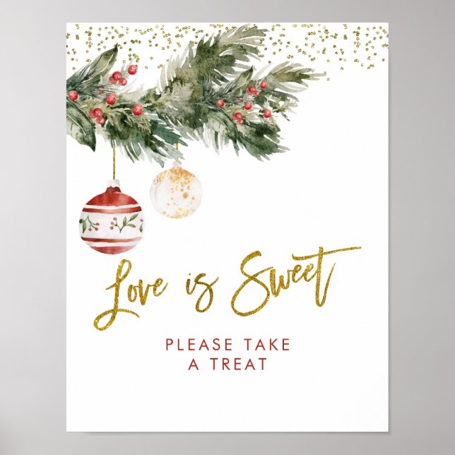 Póster Winter Deck the Halls Bridal Shower Love is Sweet (Frente)
