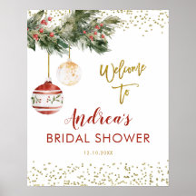 Winter Deck the Halls Bridal Shower Sign