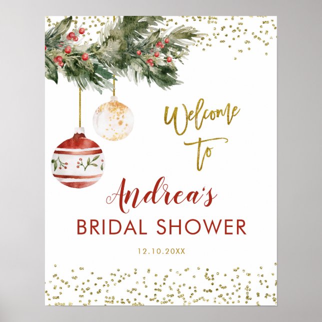 Póster Winter Deck the Halls Bridal Shower Sign (Frente)