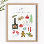 Póster Winter essentials art print - children poster<br><div class="desc">Winter essentials nursery decor
Wall art with winter and Christmas themes to decorate your kid's bedroom/ nursery or even another place in your home. This wall art has editable text that you can change in order to fit your needs.</div>