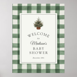 Póster Winter Evergreen and Plaid Baby Shower Welcome