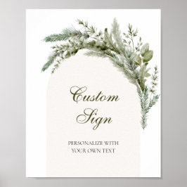 Póster Winter Evergreen Elegant Personalizado Rótulo de t