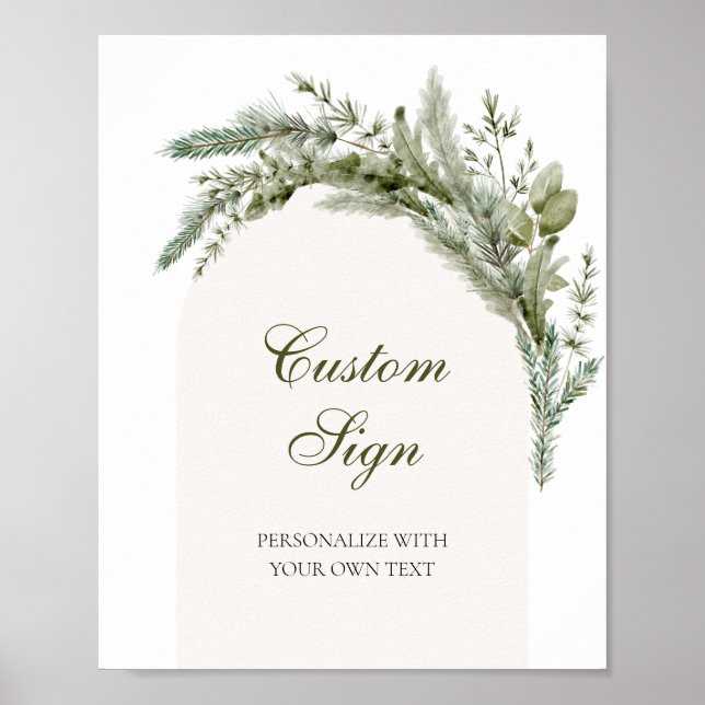 Póster Winter Evergreen Elegant Personalizado Rótulo de t (Frente)