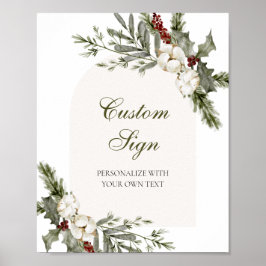 Póster Winter Evergreen Elegant Personalizado Rótulo de t