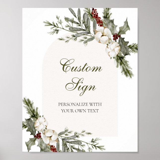 Póster Winter Evergreen Elegant Personalizado Rótulo de t (Frente)