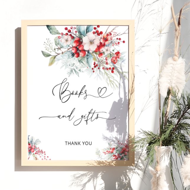 Póster Winter Floral Books and Gifts Baby Shower (Subido por el creador)
