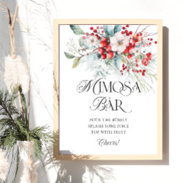 Póster Winter Floral Bridal Shower Mimosa Bar
