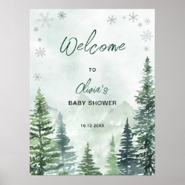 Póster Winter Forest Baby Shower Welcome