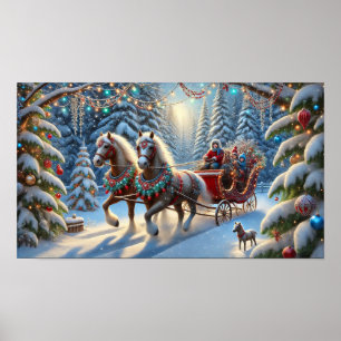 Póster Winter Forest Sleigh Ride