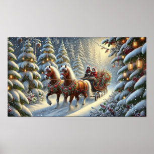 Póster Winter Forest Sleigh Ride
