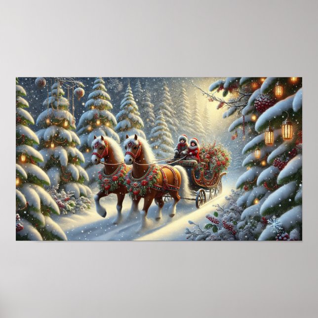 Póster Winter Forest Sleigh Ride (Frente)
