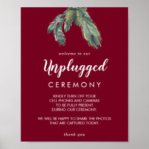 Póster Winter Greenery Burgundy Wedding Unplugged