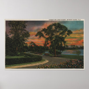 Póster Winter Haven, Florida - Sunset View of Lake