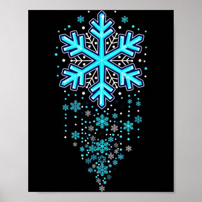 Póster Winter Holiday Apparel - Blue Snowflake Cascade, I (Frente)