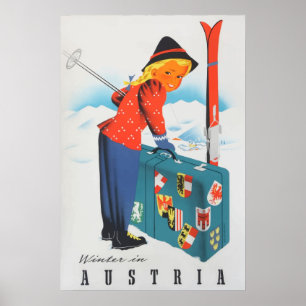 Póster Winter in Austria Vintage Poster