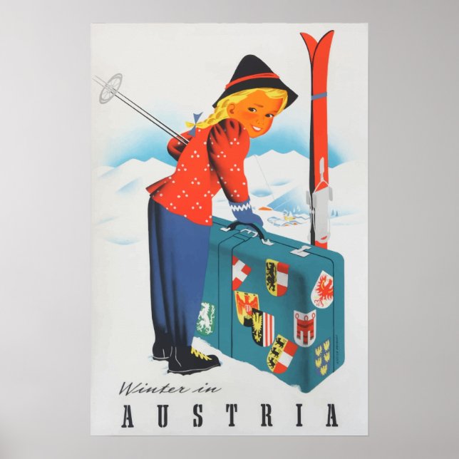 Póster Winter in Austria Vintage Poster (Frente)