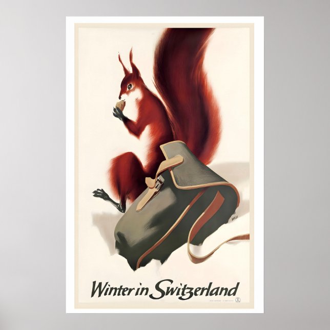 Póster Winter in Switzerland Vintage Travel Poster (Frente)