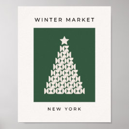 Póster Winter Market 07 Vintage Green Christmas Tree