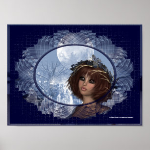 Póster Winter Moon Design 2 Fantasía Mujer Poster