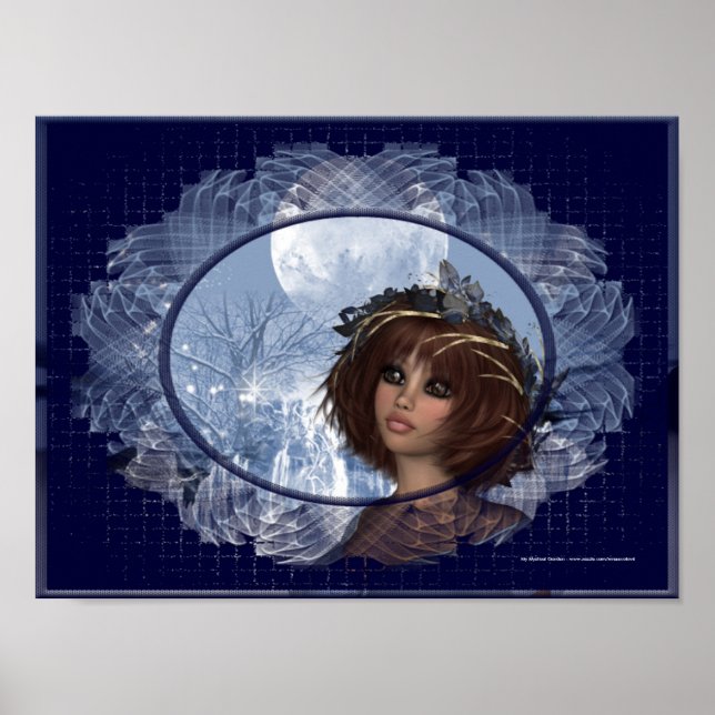 Póster Winter Moon Design 2 Fantasía Mujer Poster (Frente)