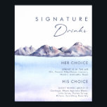 Póster Winter Mountain Signature bebe Rótulo<br><div class="desc">Este letrero de bebidas de Winter Mountain es justo lo que usted ha estado buscando para completar su sencillo y rústico boda. Diseñado con una acuarela color pastel rosa y azul que se mezcla con la marina y los tonos azules, todo ello refleja perfectamente una velada natural. ¡Seguro que reúne...</div>