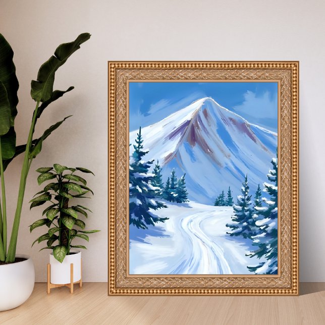 Póster Winter Mountain Watercolor Snow Nature Landscape (Subido por el creador)