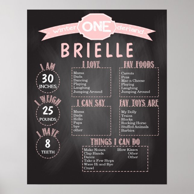 Póster Winter ONEderland 16x20 Plantilla Primer cumpleaño (Frente)