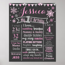 Póster Winter Onederland Birthday Chalkboard - Chica