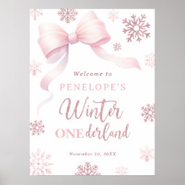 Póster Winter Onederland Bow Girl 1st Birthday Welcome