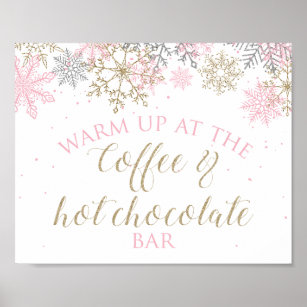 Póster Winter Onederland Coffee and Hot Chocolate Sign