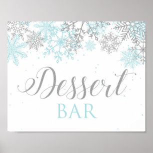 Póster Winter Onederland Dessert Bar Rótulo Blue Snowflak